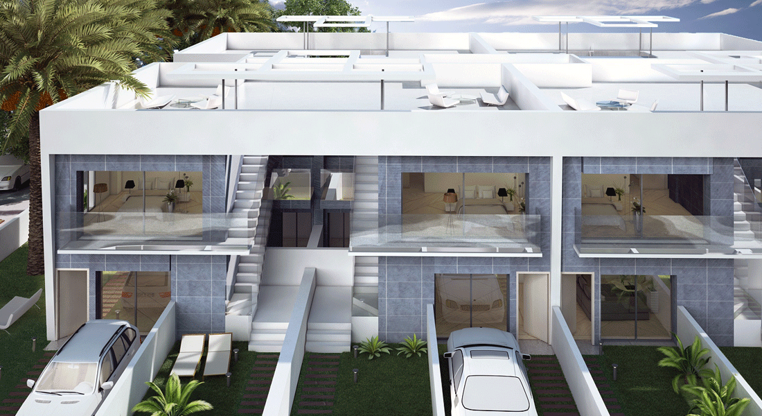 New Build in Stunning new build apartments with prices starting at just 125,000 € for the ground floor model and 135,000 € for the top floor model which offers a large 75 m2 solarium. 