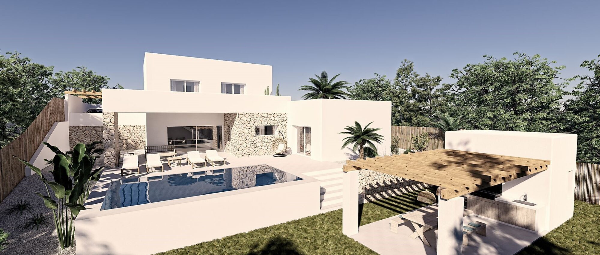 Luxury new Ibiza style 4 bedroom and 5 bathroom villa. Walking distance to Moraira