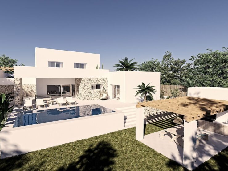 Luxury new Ibiza style 4 bedroom and 5 bathroom villa. Walking distance to Moraira