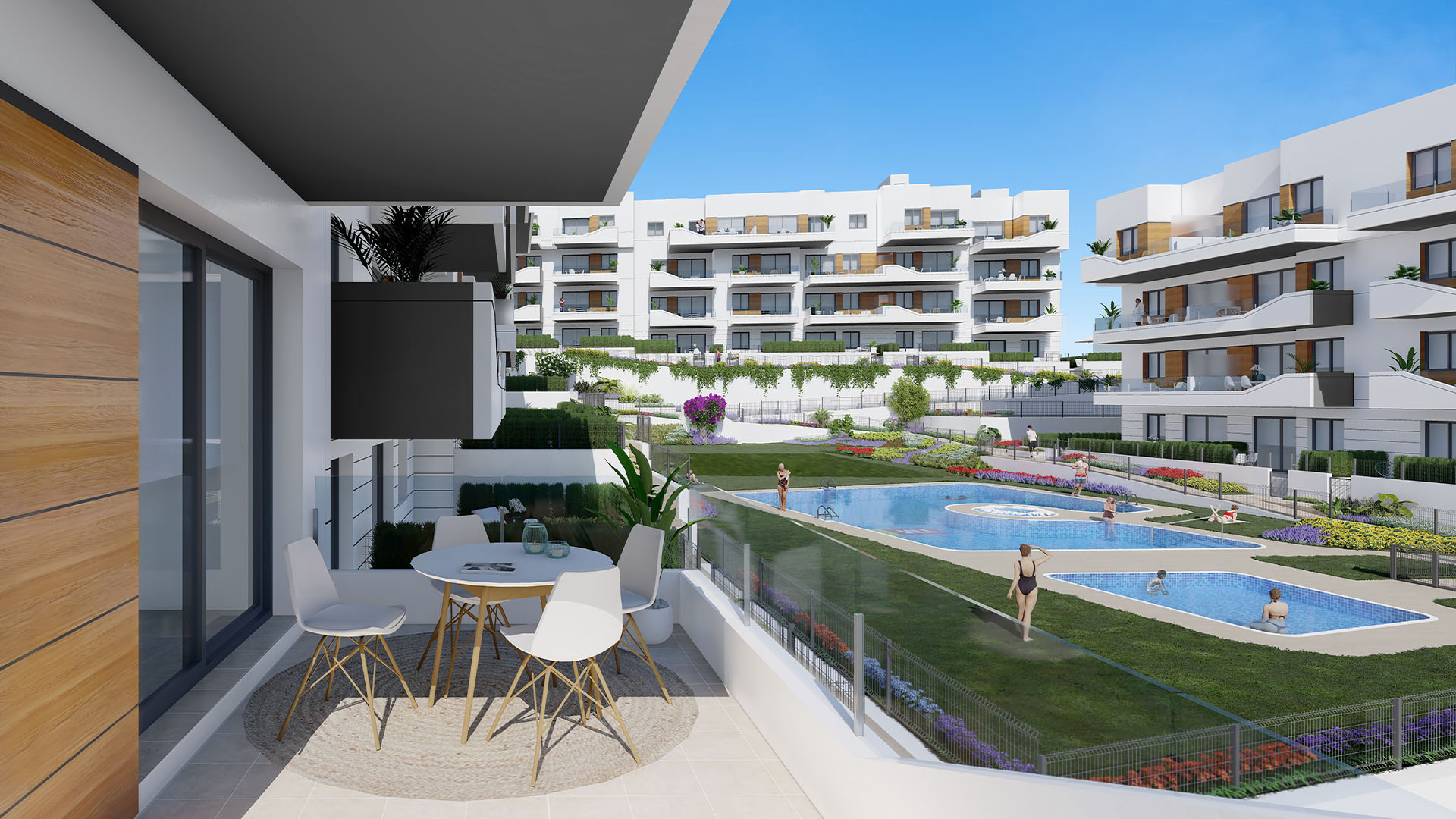 Apartment in Beach apartments in Villamartin with 2 or 3 bedrooms and community pools and large common areas 